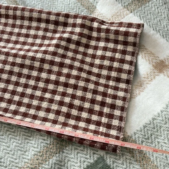 Sezane brown gingham/ecru  Martin crop trousers size 40/8 - Picture 7 of 11